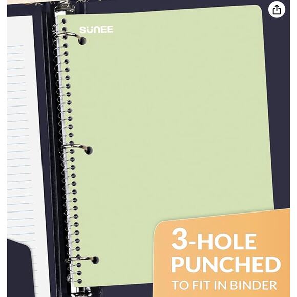 College Ruled Paper, 8" x 10-1/2", 70 Sheets per Notebook- 6 Pack, Multicolor - Picture 5 of 6